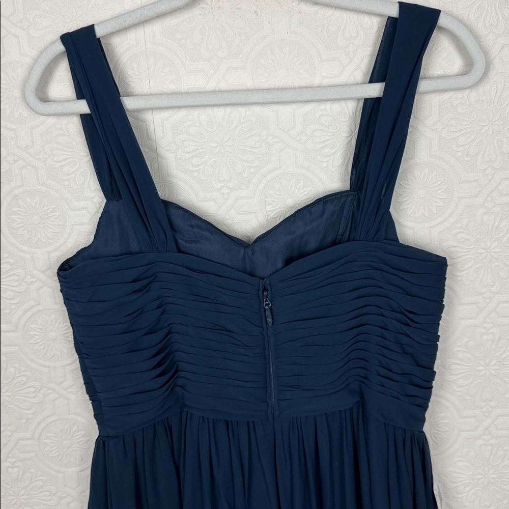Azazie Zapheira Dark Navy Bridesmaid Dress US 10 A10 Chiffon Maxi Gown - Picture 11 of 13
